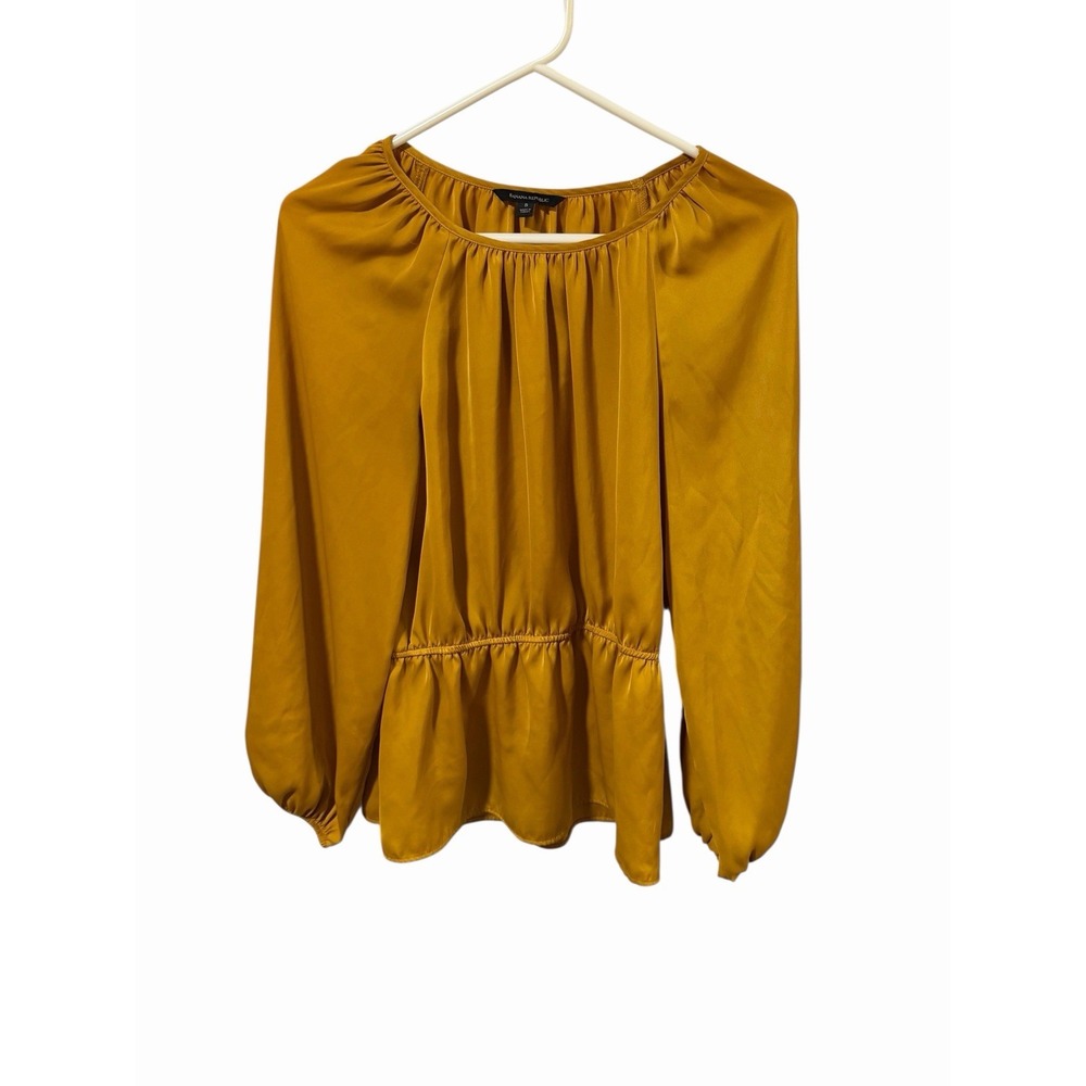 Banana Republic Size Small Yellow Satin Boho Blouse Top